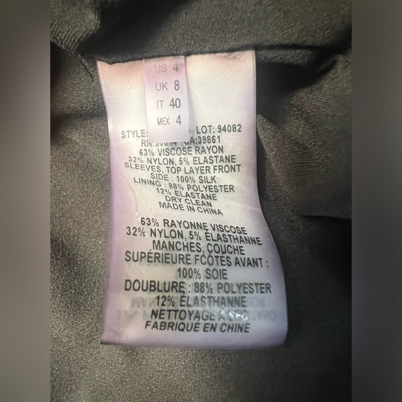 Ellie Tahari black midi dress size 4 sheer sleeve fitted - Picture 9 of 9